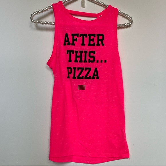VSX Sport XS Tank Top Logo Neon Strappy Racerback Cut Out After This Pizza Soft - Picture 1 of 2